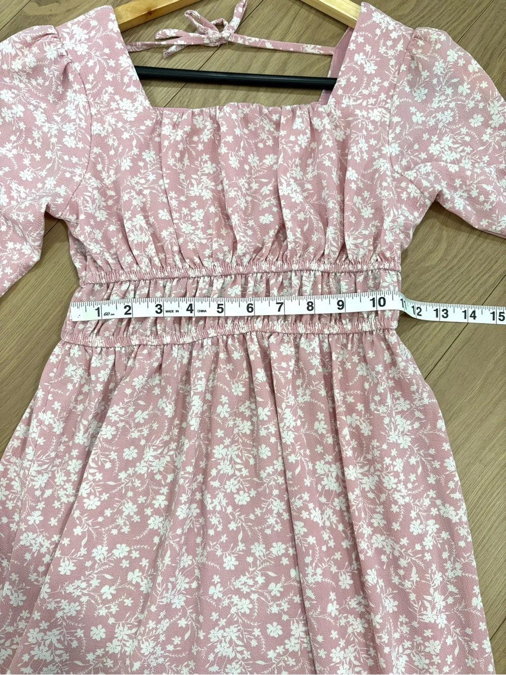 Speechless Pink Floral Smocked Long Sleeve Mini Dress Girls Size 14